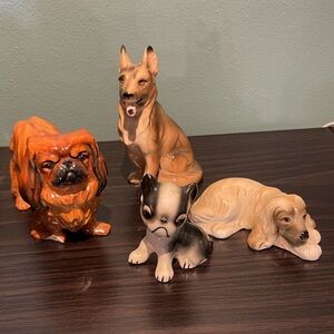 Set of 4 vintage ceramic dog figurines